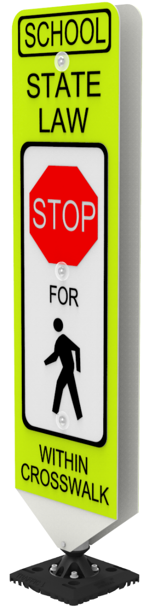 "State Law Stop For Pedestrian Crossing" 2-Sided Sign Top Only, Quick Release