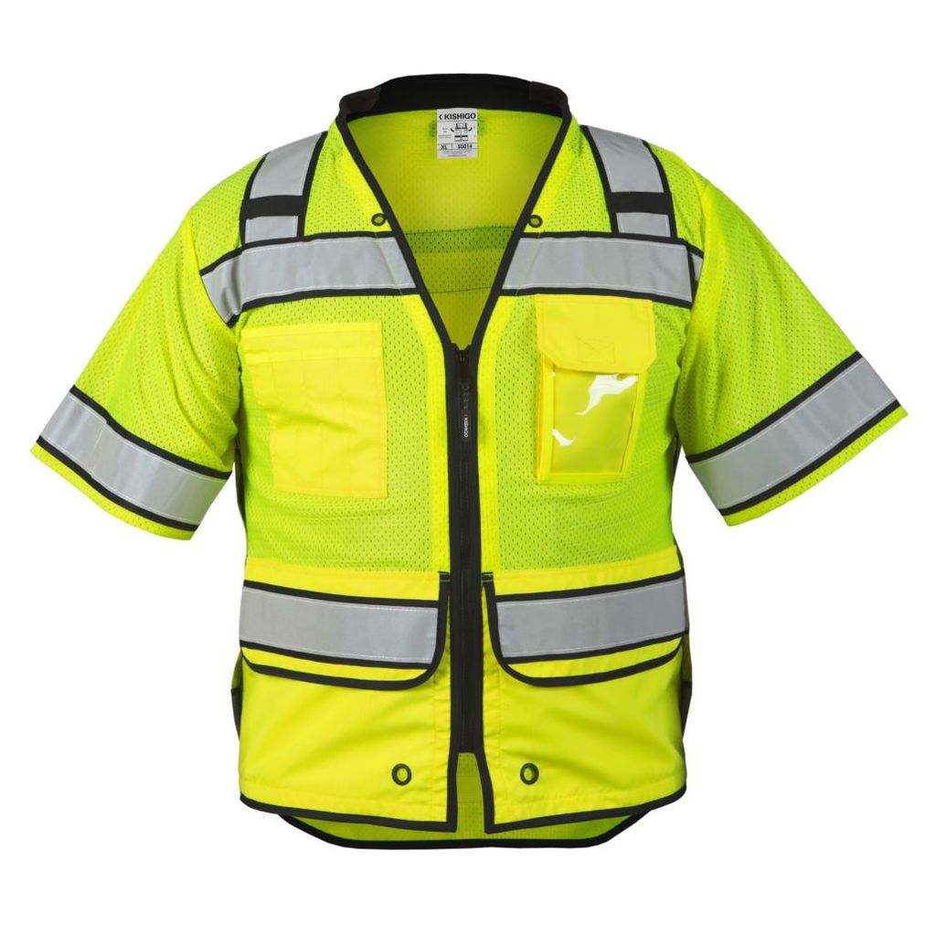 Class 3 Surveyors Vest W/ Silver Reflective, Lime, 3XL