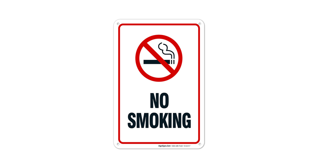 "No Smoking" Plastic Sign 12x9 Red/White