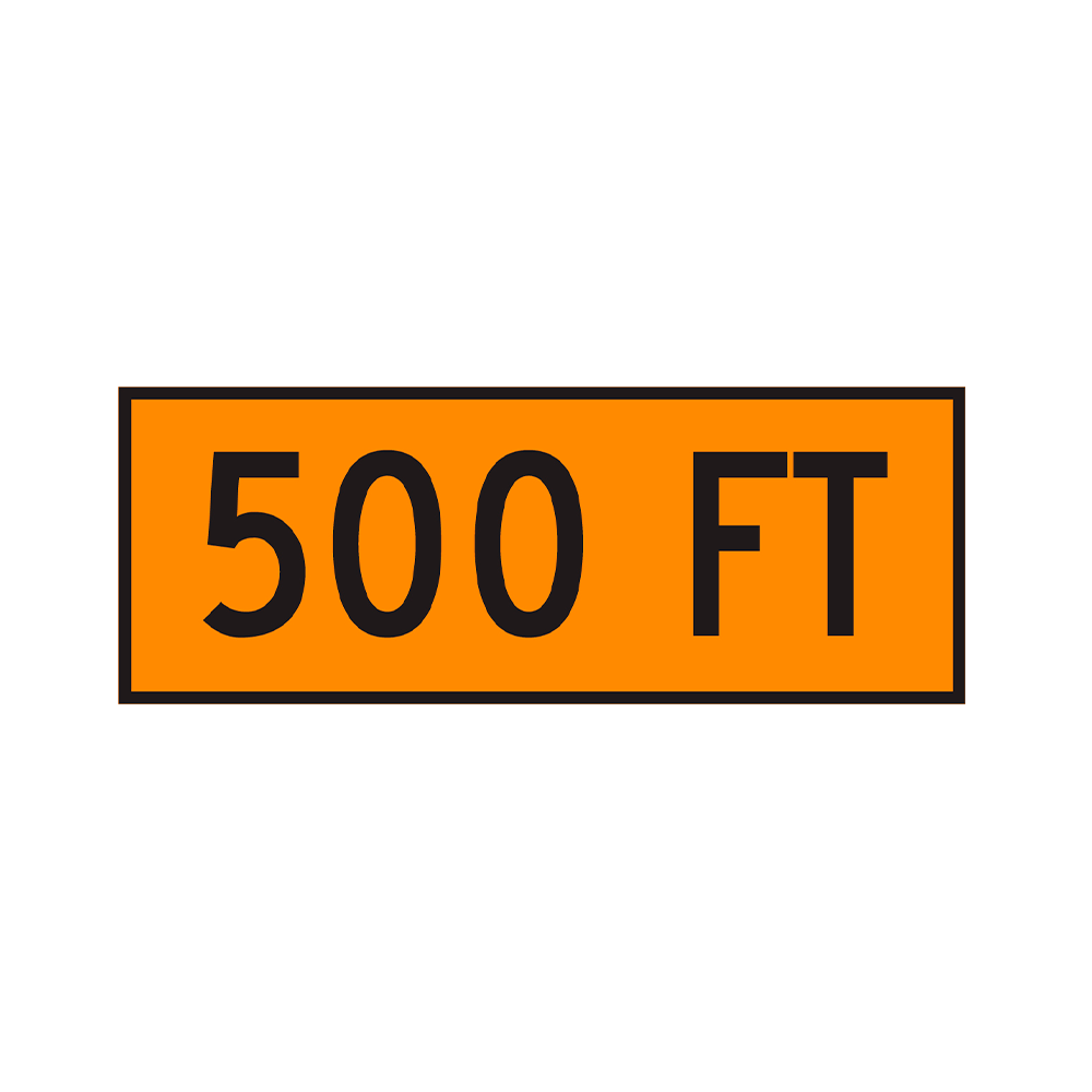 "500 FT" Roll-Up Sign Overlay 8x30 VA SPEC