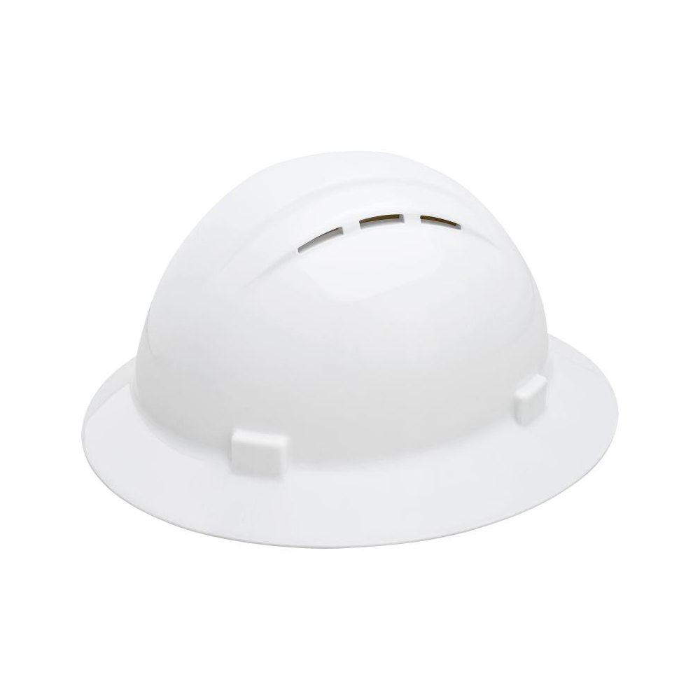 Full Brim Vented Hard Hat W/ Ratchet,White