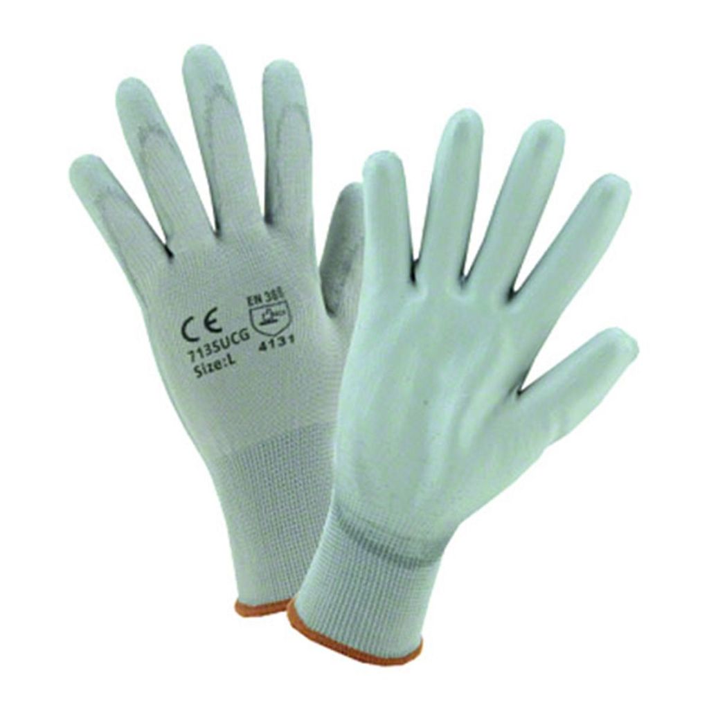 PU Palm Coated Nylon Glove, Gray
