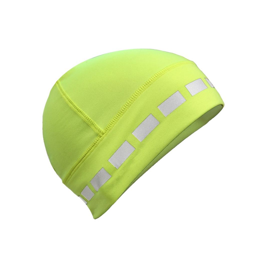 Fleece Winter Hat, Lime w/ Reflective Strip