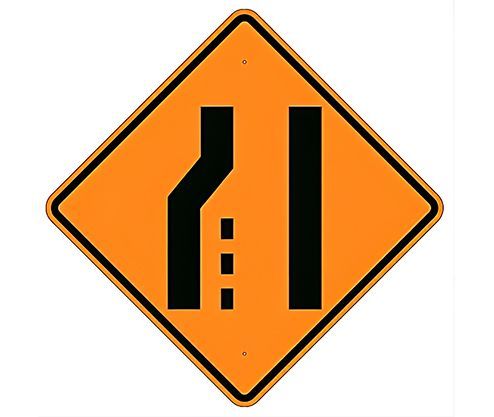 Left Lane Reduction 48" Sign