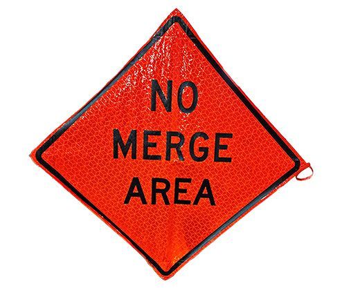 No Merge Area 48" Roll-Up Sign