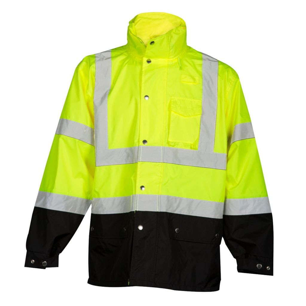 Class 3 Rain Coat W/ Black Bottom, Lime, 2X/3X