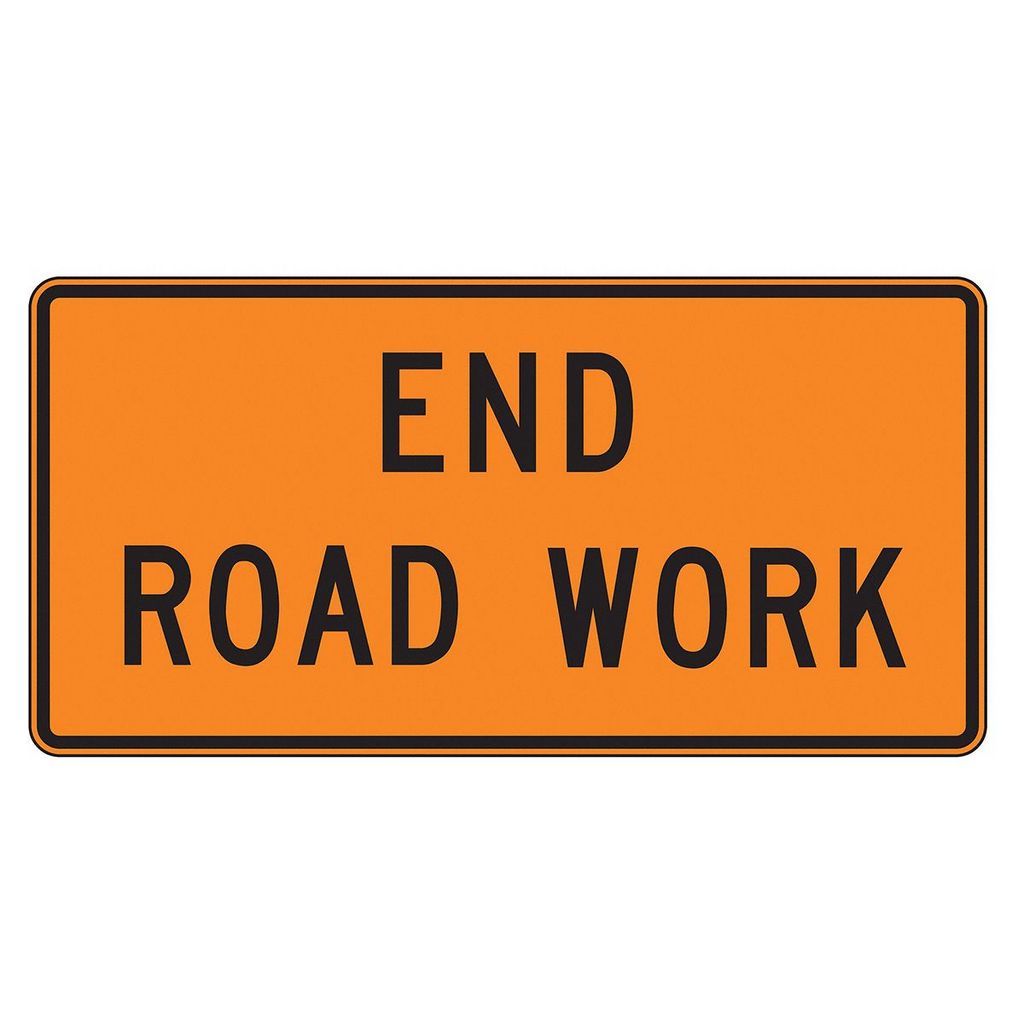 "End Road Work" Sign 36x18 ACM DG B/O (G20-2)