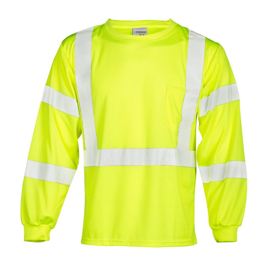 Class 3 Lime Long Sleeve Shirt W/ Silver Reflective, 5XL