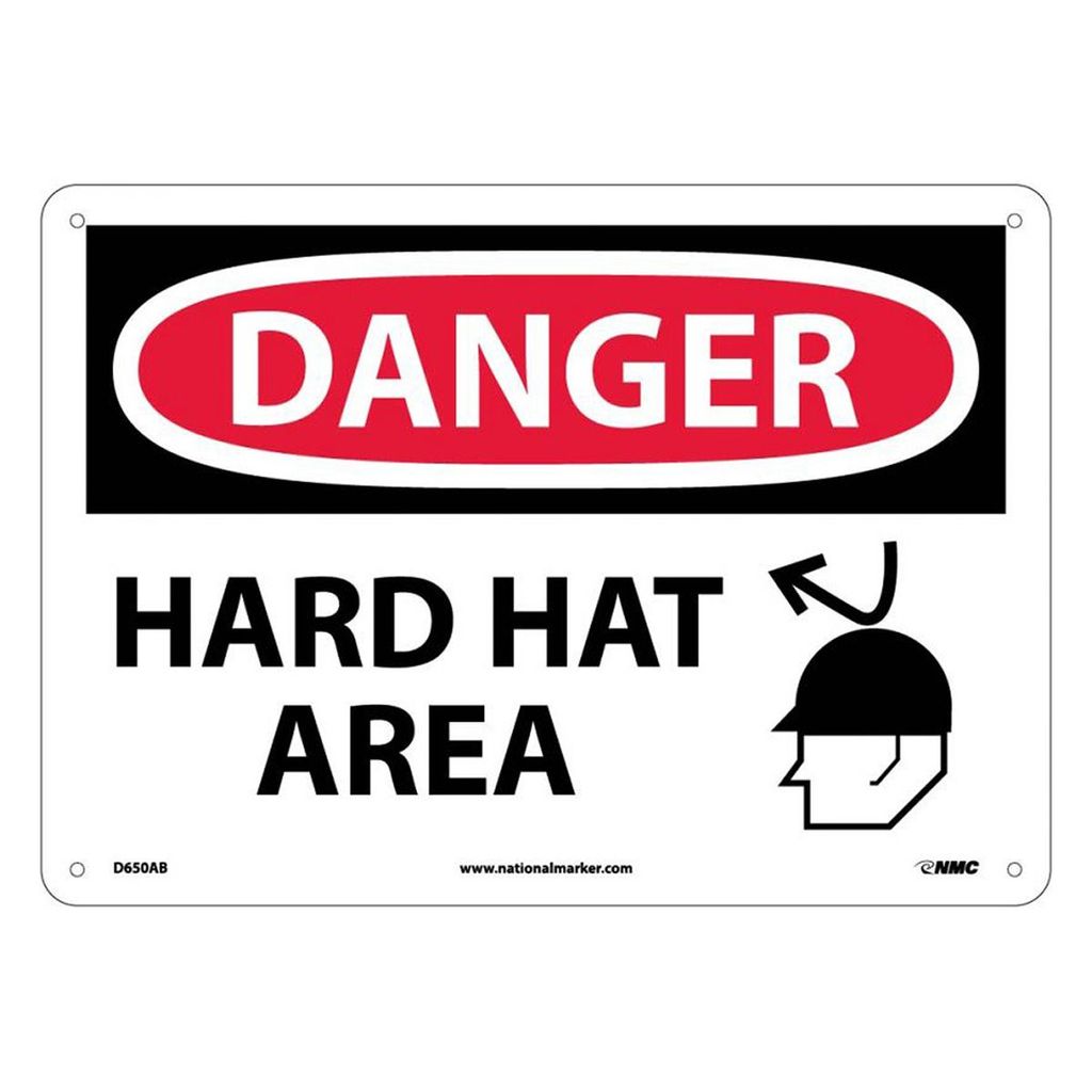 "Hard Hat Area" Sign 18x12, .040 Alum, R/Wht
