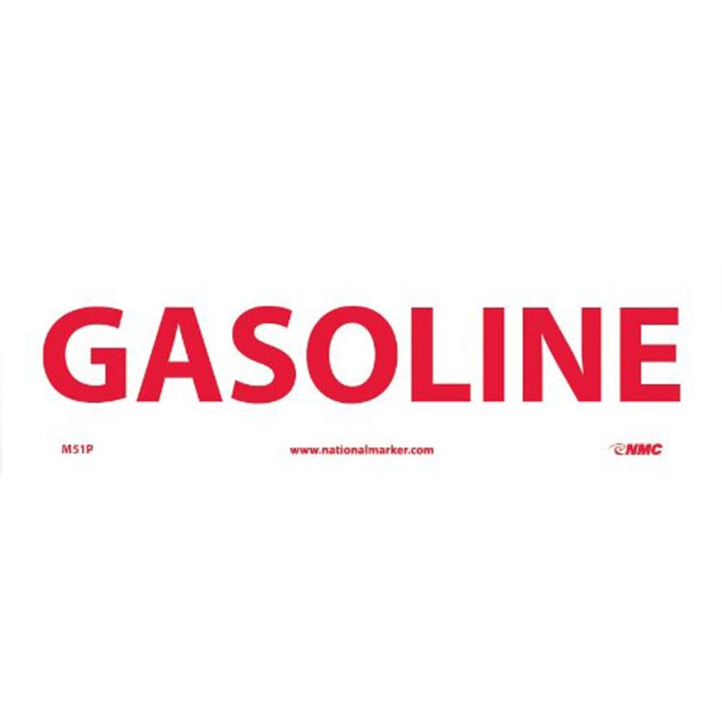 "Gasoline" Sign Decal 12x4 Red/White