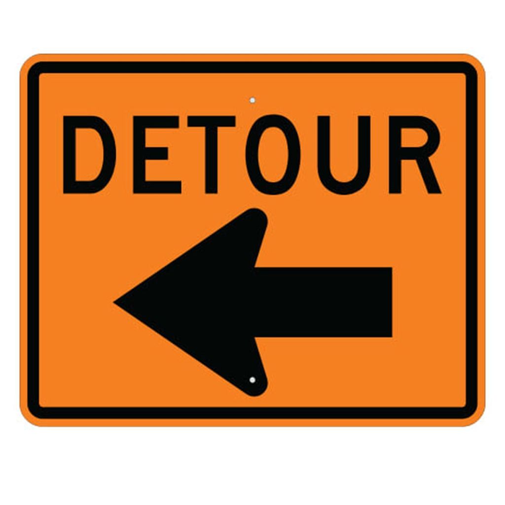 "Detour" w/arrow Sign 30X24 ACM DG B/O (M4-9(R/L))