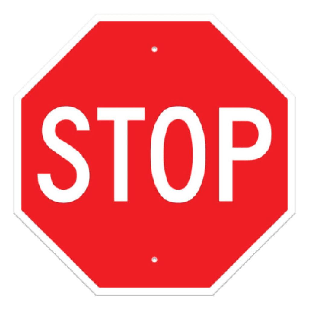 "Stop" Octagon 24" Sign, .100 Alum HI R/W (R1-1)