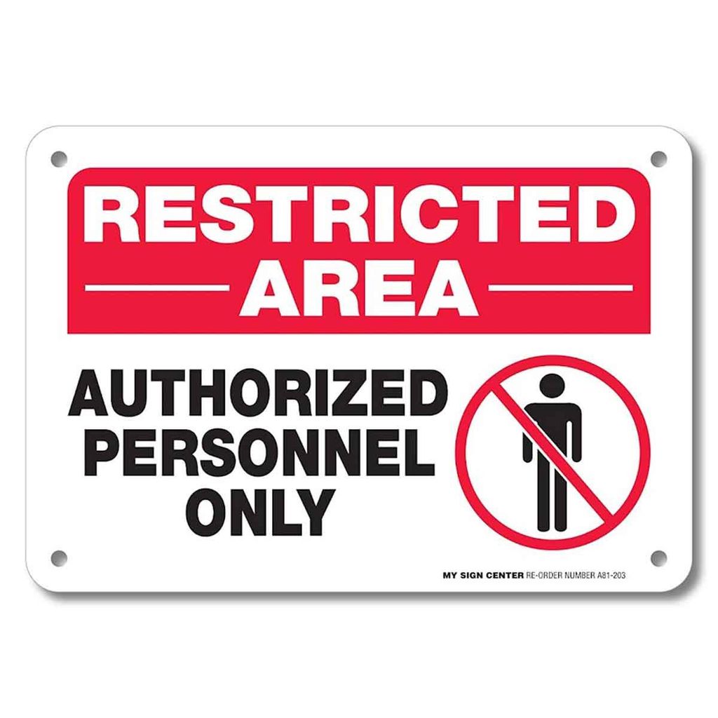 "Authorized Personnel Only" Sign 18x12,.040 Alum R/W