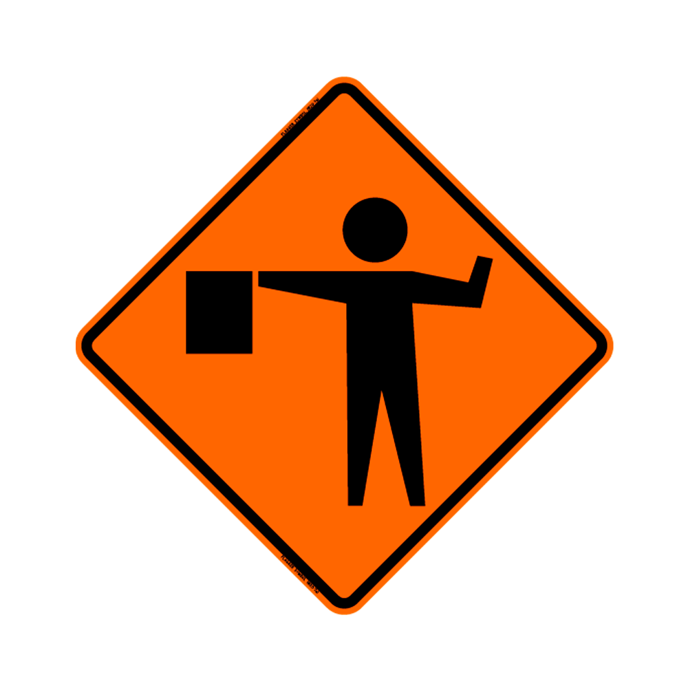 Flagger Symbol Sign 36x36, ACM B/O DG (W20-7a)
