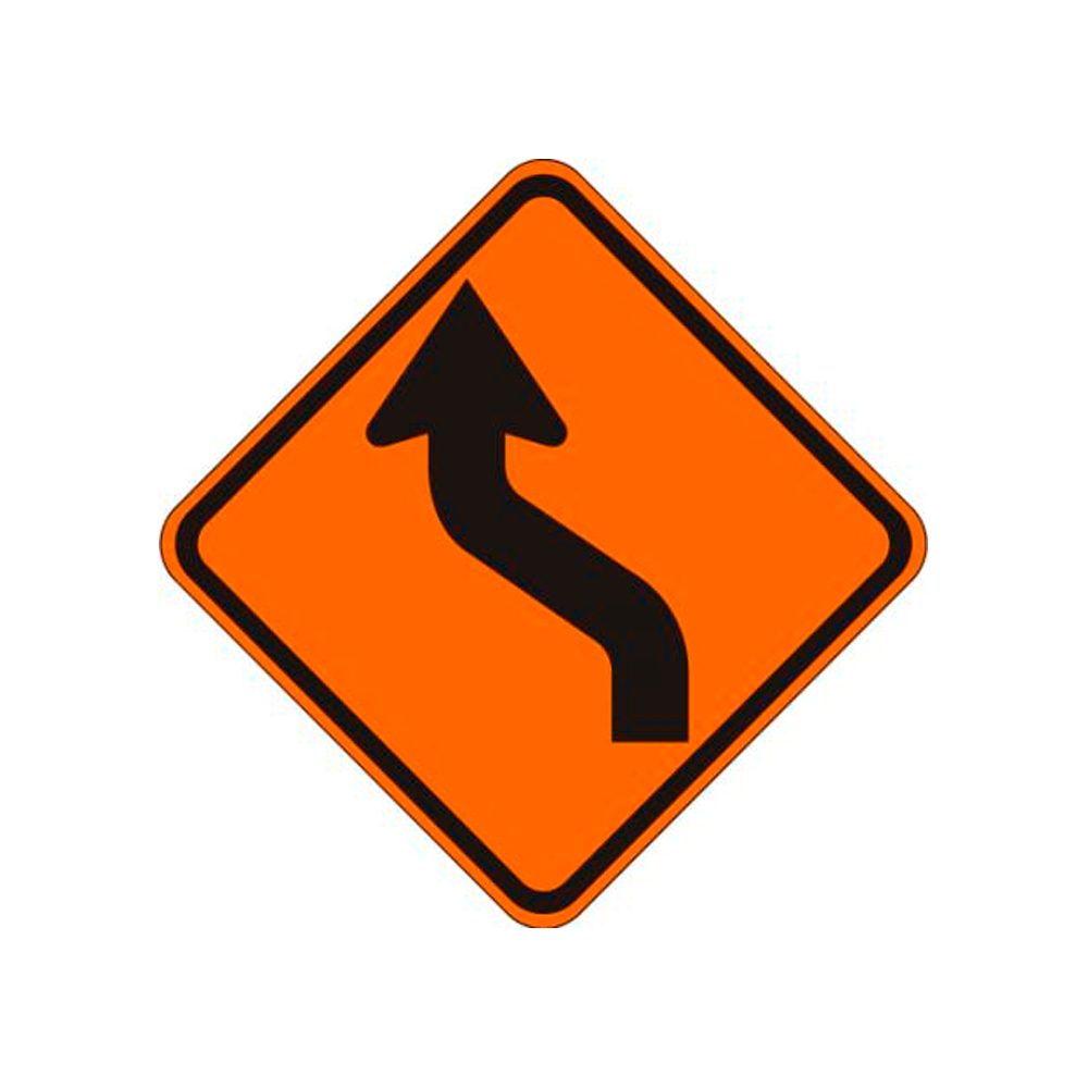 Reverse Curve Left 48" Sign