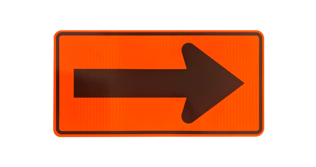 Arrow Sign 48x24 Diamond Grade ACM Black/Orange (W1-6)