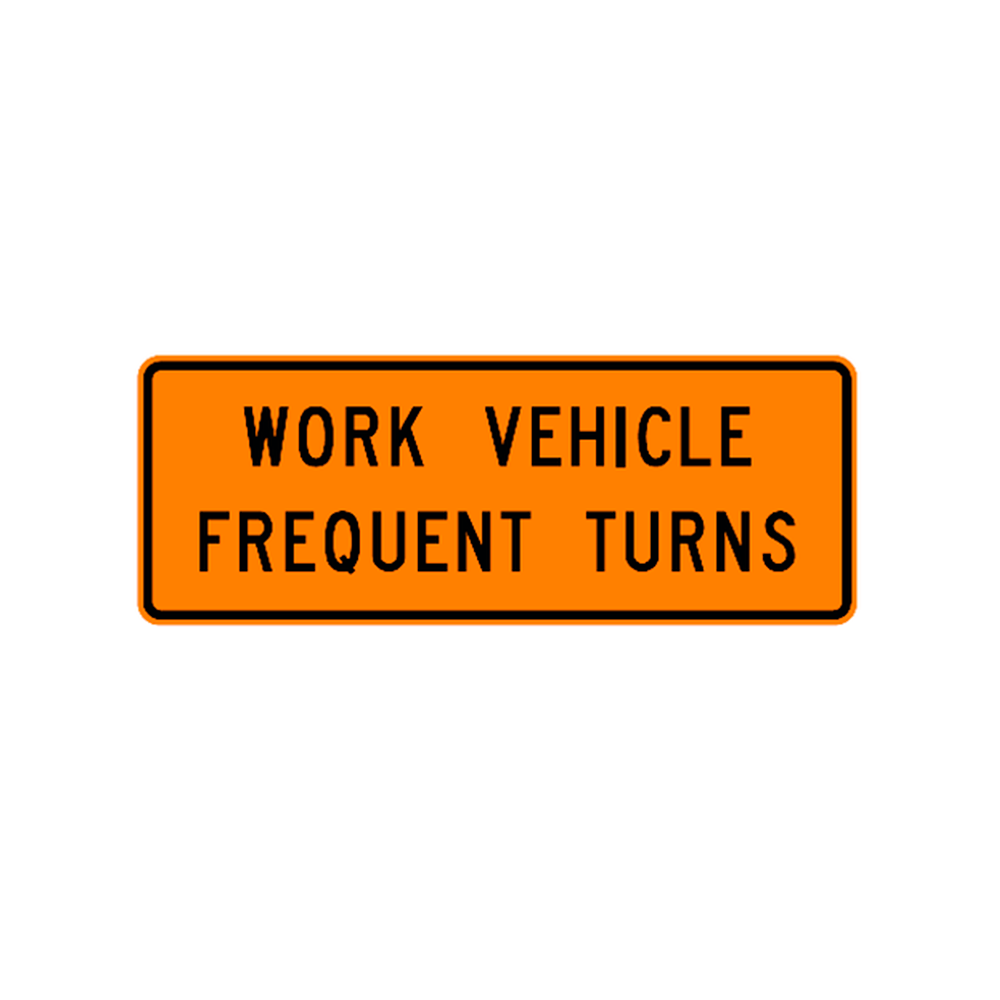 "Work Vehicle Frequent Turns" Sign 48x18, .080 Alum DG B/O (G20-V1a)