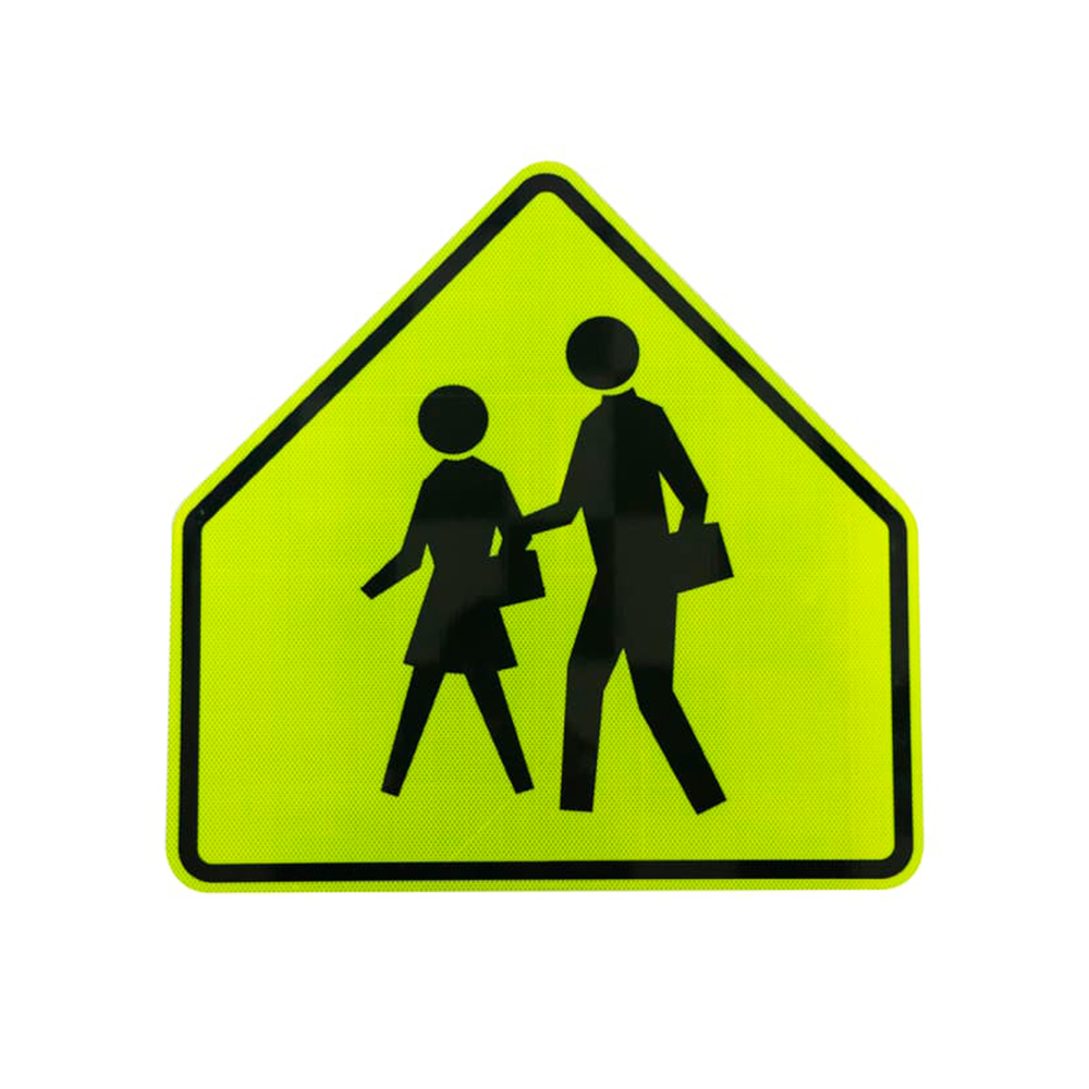 School Crossing Symbol Sign 30x30, .100 Alum DG B/FYG (S1-1)