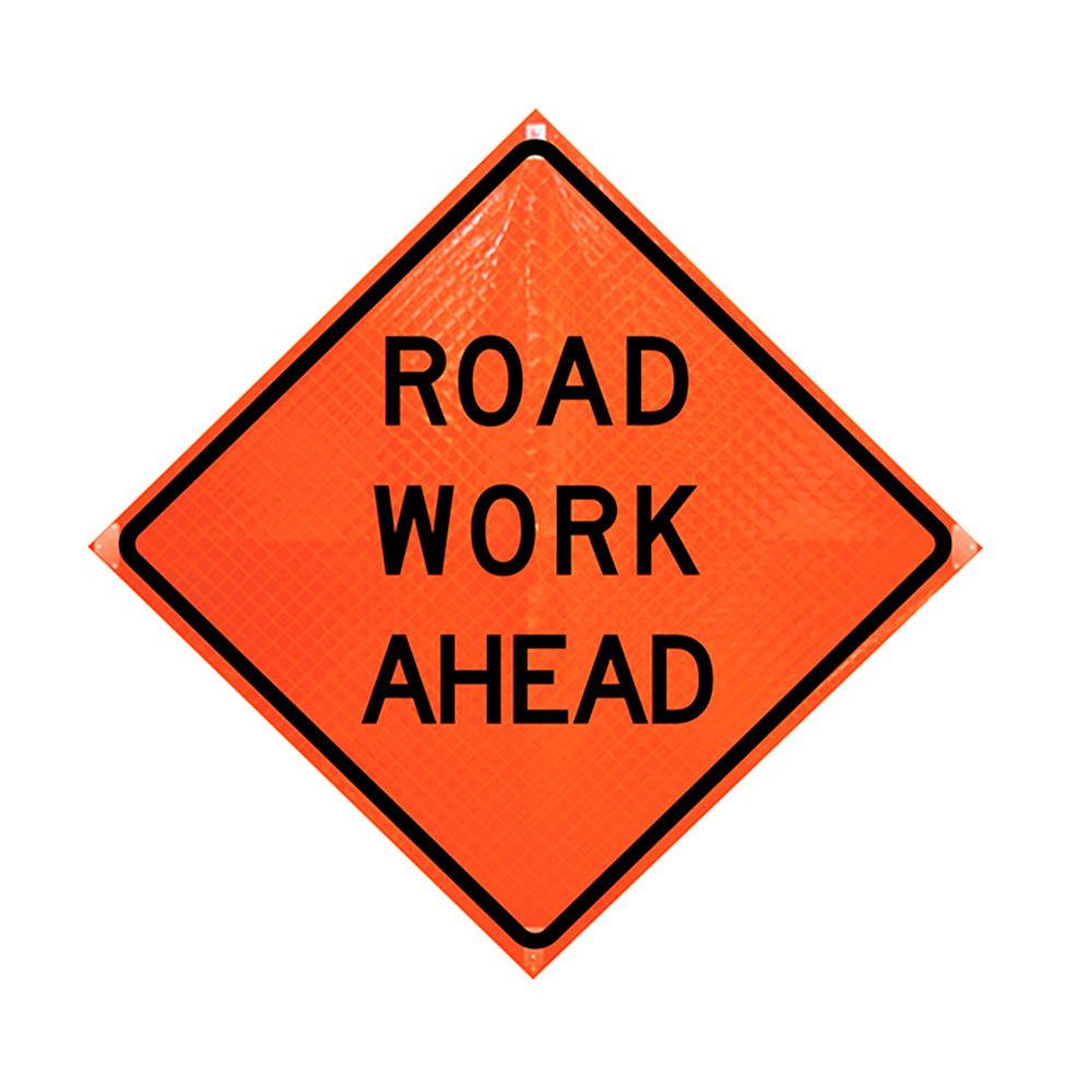 Road Work Ahead Roll-Up Sign 48” x 48”