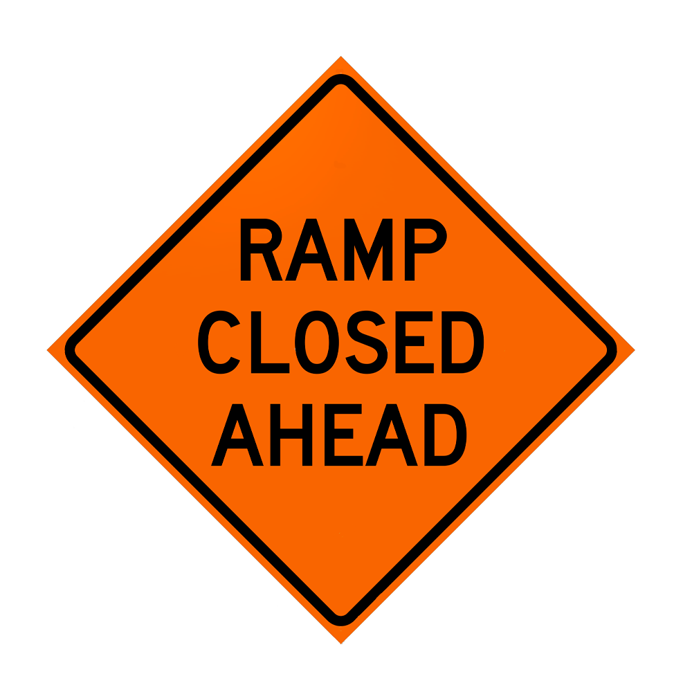 Ramp Closed 48 x 48 Roll-Up Sign with Overlay