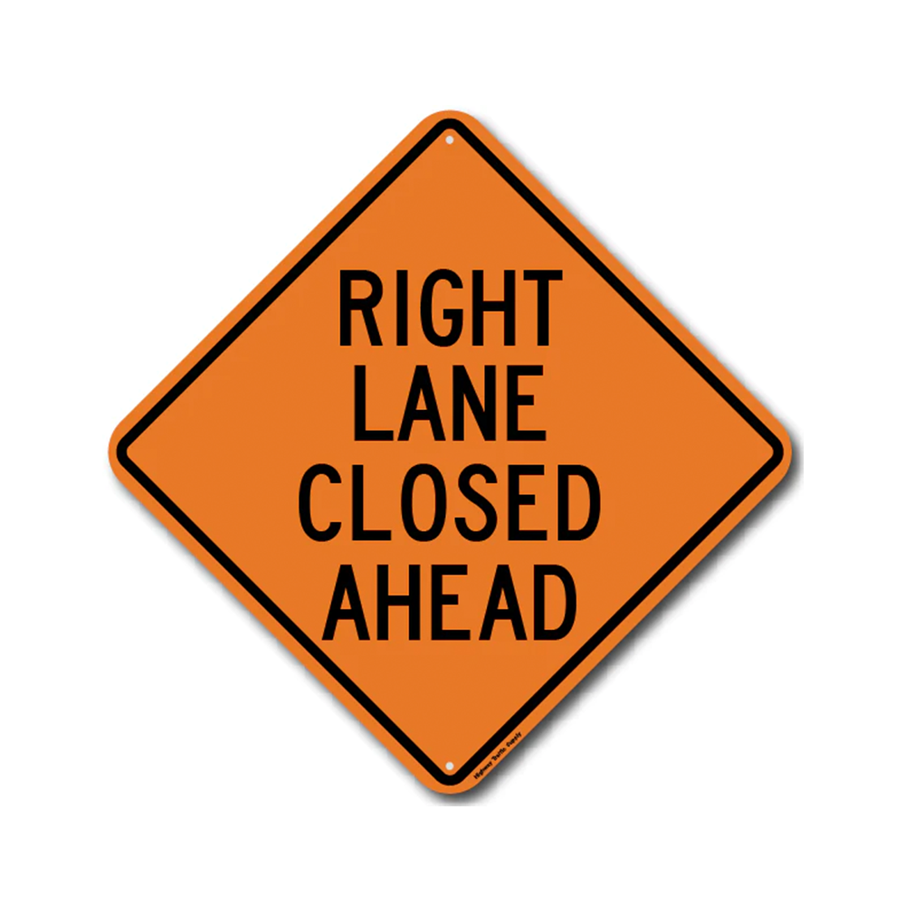 Right Lane Closed Ahead Roll-Up Sign | VA-Specific