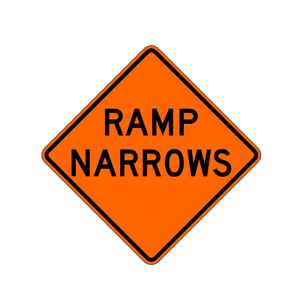 Ramp Narrows 48" Roll-Up Sign with Overlay