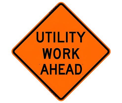 Utility Work Ahead Roll-Up Sign