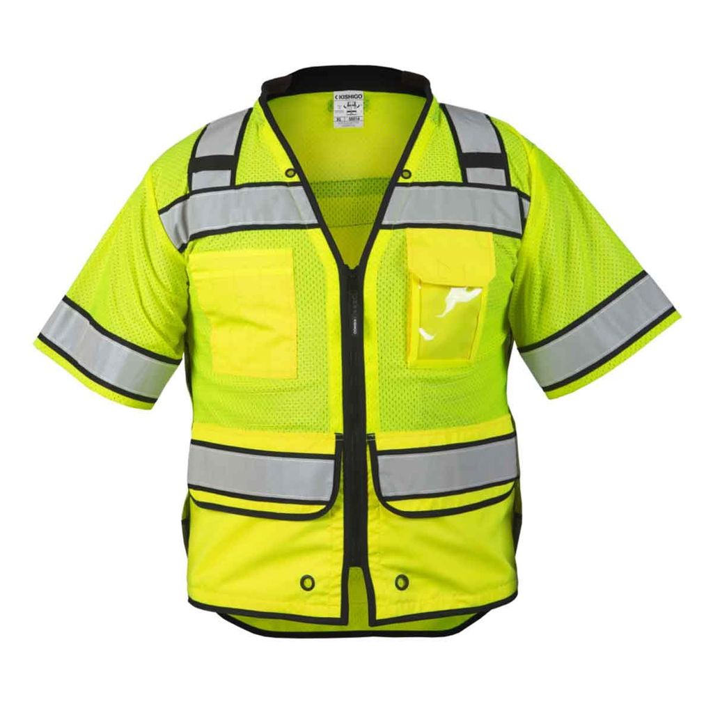 Class 3 Surveyors Vest W/ Silver Reflective, Lime, XL
