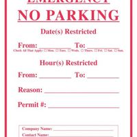 "No Parking" Cardboard Sign, R/W, DC