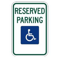 Handicap "Reserve Parking" Sign 12x18, .080 HI BLUE/GRN (R7-8)