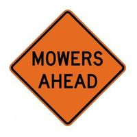 "Mowers Ahead" Roll-Up Sign 48x48 (W21-7(3))