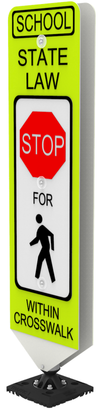 "State Law Stop For Pedestrian Crossing" 2-Sided Sign Top Only, Quick Release