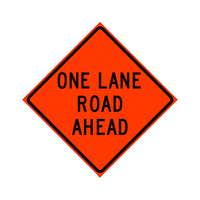 One Lane Road Ahead Roll-Up Sign