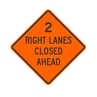 '2 Right Lanes Closed Ahead' 48 x 48 Roll-Up Sign