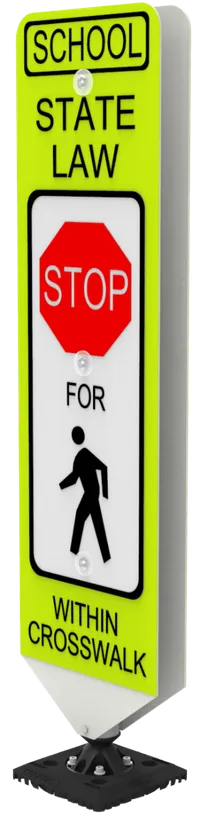 "State Law Stop For Pedestrian Crossing" 2-Sided Sign Top Only, Quick Release