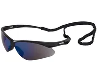 Black with Blue Mirror Lens Safety Glasses