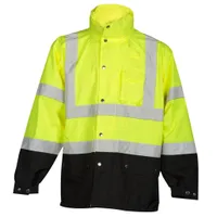 Class 3 Rain Coat W/ Black Bottom, Lime, 4X/5X