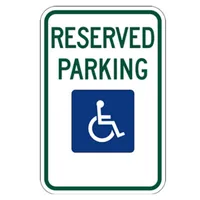 Handicap "Reserve Parking" Sign 12x18, .080 HI BLUE/GRN (R7-8)