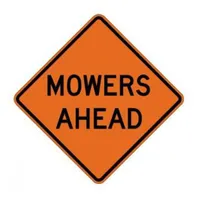 "Mowers Ahead" Roll-Up Sign 48x48 (W21-7(3))