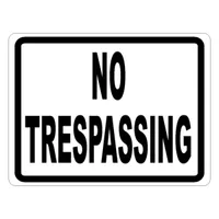"No Tresspassing" Sign 18x12, .040 Alum R/W