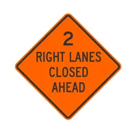 '2 Right Lanes Closed Ahead' 48 x 48 Roll-Up Sign
